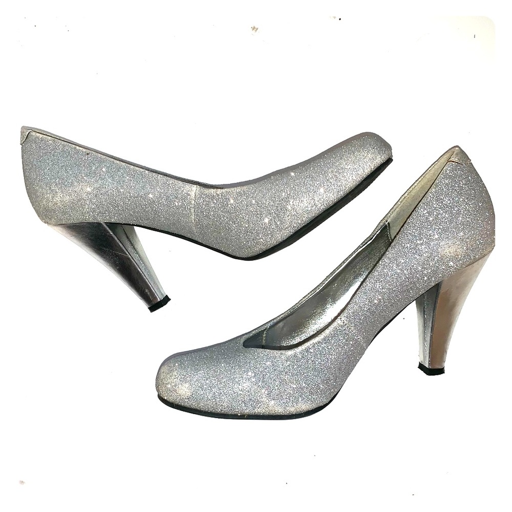 Silver Sparkle Glitter Heels